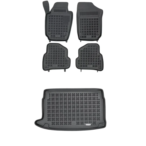 Dywaniki i mata gumowa zestaw komplet do Volkswagen Polo 2009-2017 (V)