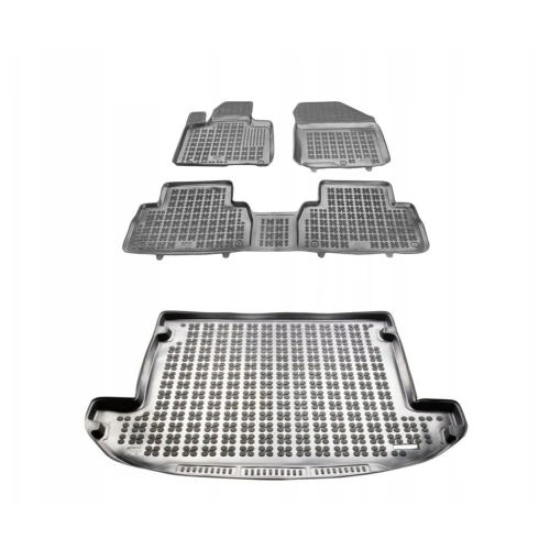 Dywaniki i mata gumowa zestaw komplet do Hyundai Santa Fe 2018-2024 (IV)