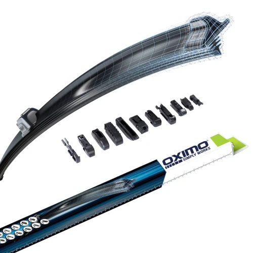 Wycieraczki bezszkieletowe OXIMO Multi-Type ze spojlerem uniwersalne + adaptery Uniwersalne