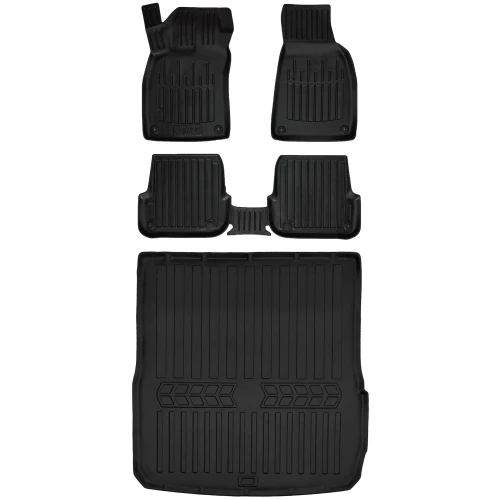 Dywaniki i mata gumowa do bagażnika zestaw 3D do Audi A6 C6 (2004-2008) kombi  bez wnęk bocznych, przed liftem