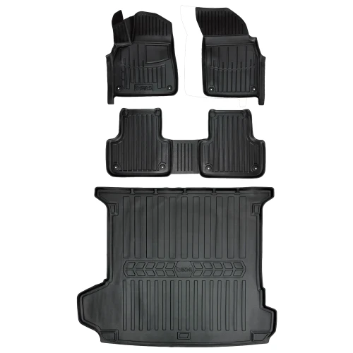 Dywaniki i mata gumowa do bagażnika zestaw 3D do Audi Q7 II 4M (od 2015) suv  wersja 5 osobowa, 7 osobowa (złożony 3 rząd siedzeń), 1 i 2 rząd