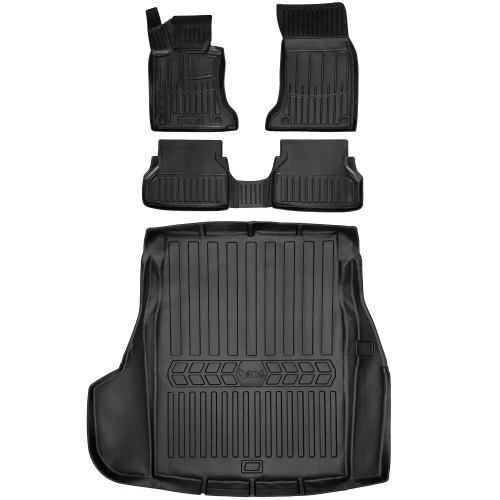 Dywaniki i mata gumowa do bagażnika zestaw 3D do BMW Seria 5 E60 (2003-2010) sedan  z napędem 2x4 (2WD)