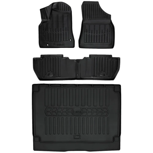 Dywaniki i mata gumowa do bagażnika zestaw 3D do Citroen Berlingo II (2008-2018) van, minivan  wersja 5 osobowa