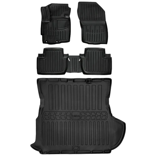 Dywaniki i mata gumowa do bagażnika zestaw 3D do Citroen C-Crosser (2007-2013) suv  z subwooferem