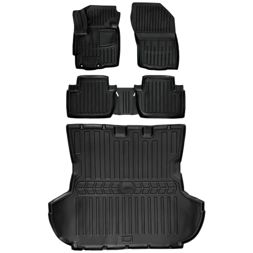 Dywaniki i mata gumowa do bagażnika zestaw 3D do Citroen C-Crosser (2007-2013) suv  bez subwoofera