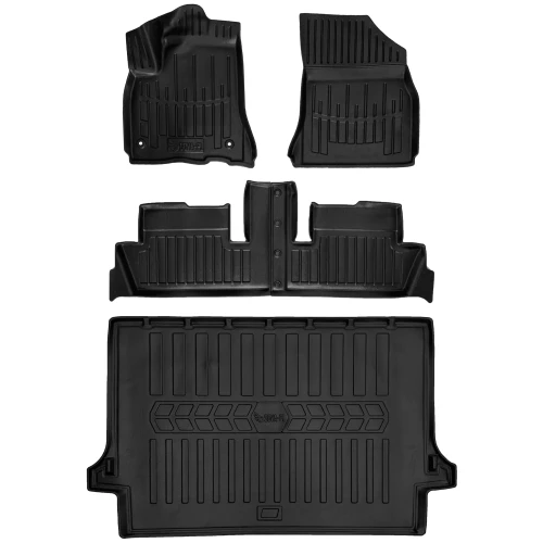 Dywaniki i mata gumowa do bagażnika zestaw 3D do Citroen C4 Grand Picasso I (2006-2013) mpv, minivan  wersja 5 / 7 osobowa (złożony 3 rząd siedzeń), 1 i 2 rząd