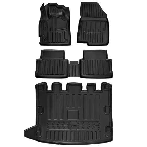 Dywaniki i mata gumowa do bagażnika zestaw 3D do Dacia Jogger (od 2021) minivan  5 miejsc, z wyjątkiem wersji Hybrid (HEV)