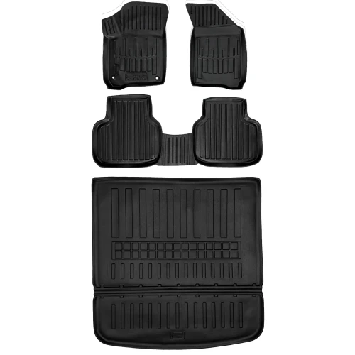Dywaniki i mata gumowa do bagażnika zestaw 3D do Dodge Journey (2008-2020) suv  wersja 7 osobowa (złożony 3 rząd siedzeń), dwa stopera po stronie kierowcy