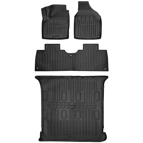 Dywaniki i mata gumowa do bagażnika zestaw 3D do Ford Galaxy I (1995-2006) minivan  wersja 5 / 7 osobowa (złożony 3 rząd siedzeń)