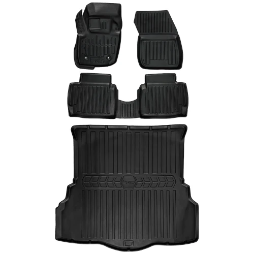 Dywaniki i mata gumowa do bagażnika zestaw 3D do Ford Mondeo V (2014-2022) sedan  z wyjątkiem wersji Hybrid