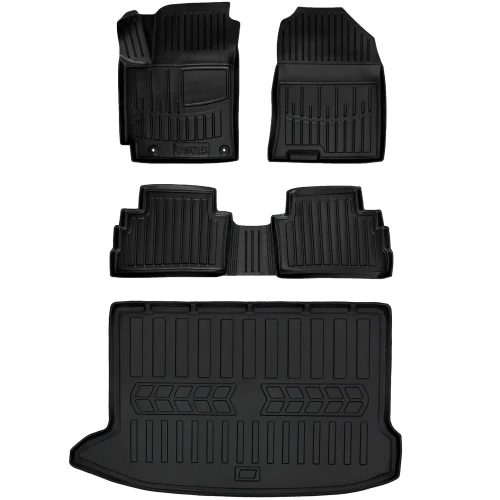 Dywaniki i mata gumowa do bagażnika zestaw 3D do Hyundai Kona I (2017-2023) suv  z wyjątkiem wersji Electric (BEV)