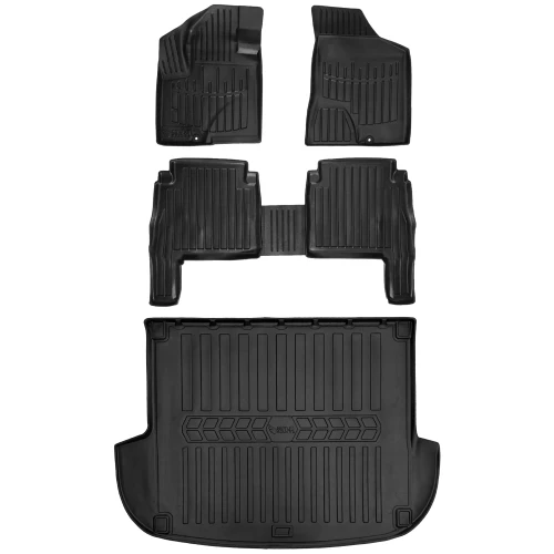 Dywaniki i mata gumowa do bagażnika zestaw 3D do Hyundai Santa Fe II CM (2006-2010) suv  przed liftem, wersja 5 osobowa