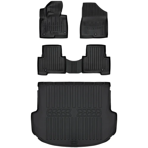 Dywaniki i mata gumowa do bagażnika zestaw 3D do Hyundai Santa Fe III DM (2012-2018) suv  przed liftem, wersja 5 osobowa