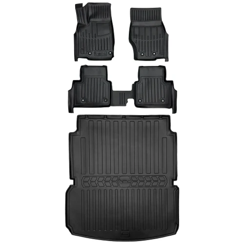 Dywaniki i mata gumowa do bagażnika zestaw 3D do Jeep Grand Cherokee V WL (od 2021) suv  wersja 7 osobowa (złożony 3 rząd siedzeń)