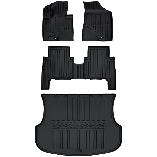 Dywaniki i mata gumowa do bagażnika zestaw 3D do Kia Sorento II XM (2009-2012) suv  wersja 5 osobowa, przed liftem