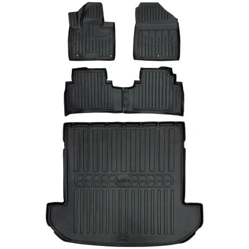 Dywaniki i mata gumowa do bagażnika zestaw 3D do Kia Sorento III UM (2015-2020) suv  wersja 7 osobowa (złożony 3 rząd siedzeń)