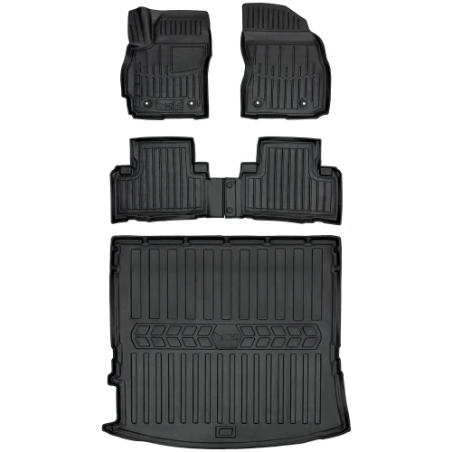 Dywaniki i mata gumowa do bagażnika zestaw 3D do Mazda 5 II (2010-2018) minivan  wersja 7 osobowa (złożony 3 rząd siedzeń)