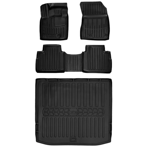 Dywaniki i mata gumowa do bagażnika zestaw 3D do Nissan X-Trail IV T33 (od 2021) suv  wersja 7 osobowa (złożony 3 rząd siedzeń), z wyjątkiem wersji e-power