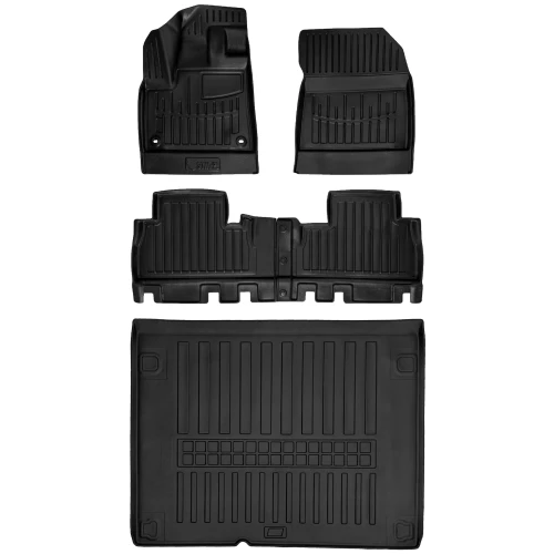 Dywaniki i mata gumowa do bagażnika zestaw 3D do Opel Combo E (od 2018) van, minivan  krótka baza, bez podłokietnika, wersja 5 osobowa, pasażerska