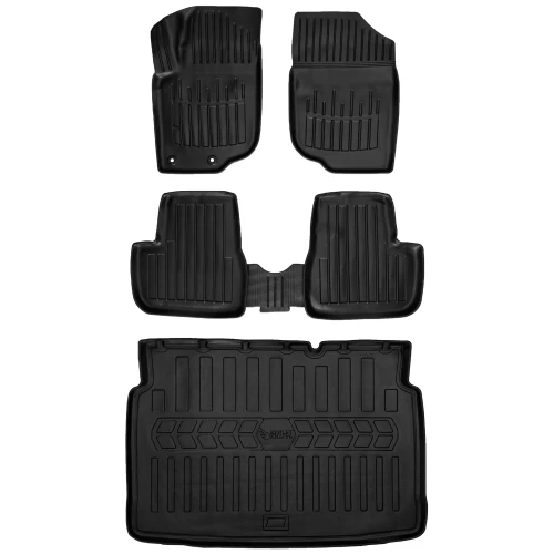 Dywaniki i mata gumowa do bagażnika zestaw 3D do Peugeot 207 I (2006-2012) hatchback