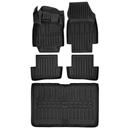 Dywaniki i mata gumowa do bagażnika zestaw 3D do Renault Captur I (2013-2019) suv dolna podłoga bagażnika