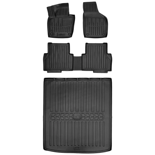 Dywaniki i mata gumowa do bagażnika zestaw 3D do Seat Alhambra II 7N (2010-2020) minivan  wersja 7 osobowa (złożony 3 rząd siedzeń), 1 i 2 rząd