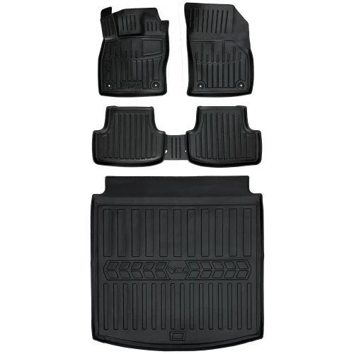 Dywaniki i mata gumowa do bagażnika zestaw 3D do Seat Leon III 5F (2012-2020) kombi dolna podłoga bagażnika bez regulowanej wysokości podłogi bagażnika