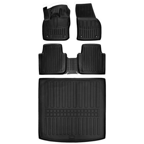 Dywaniki i mata gumowa do bagażnika zestaw 3D do Seat Tarraco (2018-2024) suv  wersja 7 osobowa (złożony 3 rząd siedzeń)