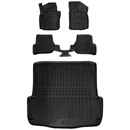 Dywaniki i mata gumowa do bagażnika zestaw 3D do Skoda Octavia II A5 (2004-2013) kombi dolna podłoga bagażnika