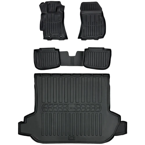 Dywaniki i mata gumowa do bagażnika zestaw 3D do Subaru Outback IV BM (2009-2014) kombi  bez subwoofera