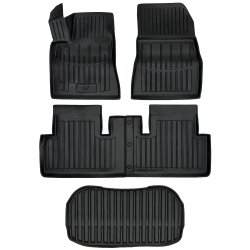 Dywaniki i mata gumowa do bagażnika zestaw 3D do Tesla Model 3 (2017-2023) sedan przedni bagażnik z napędem 4x4 (4WD), z wyjątkiem wersji z pompą ciepła