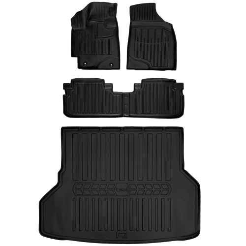 Dywaniki i mata gumowa do bagażnika zestaw 3D do Toyota Highlander II XU40 (2008-2013) suv