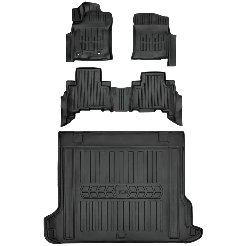 Dywaniki i mata gumowa do bagażnika zestaw 3D do Toyota Land Cruiser Prado J150 (2009-2023) suv  wersja 5 osobowa