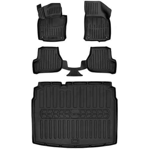 Dywaniki i mata gumowa do bagażnika zestaw 3D do Volkswagen Golf V (2003-2008) hatchback dolna podłoga bagażnika