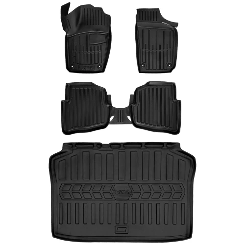 Dywaniki i mata gumowa do bagażnika zestaw 3D do Volkswagen Polo IV (2001-2009) hatchback
