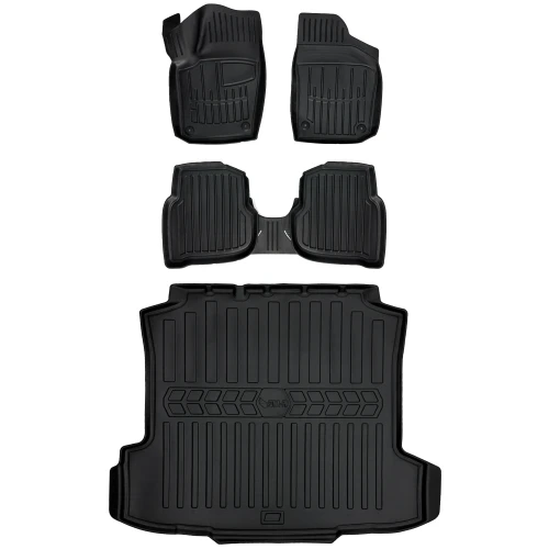 Dywaniki i mata gumowa do bagażnika zestaw 3D do Volkswagen Polo Sedan (2010-2020) sedan