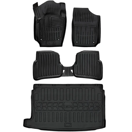 Dywaniki i mata gumowa do bagażnika zestaw 3D do Volkswagen Polo V (2009-2017) hatchback górna podłoga bagażnika