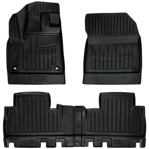 Dywaniki gumowe 3D korytka Fiat Doblo III K9 (od 2022) van, minivan bez podłokietnika, wersja 5 osobowa